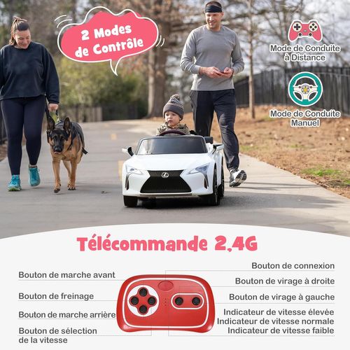 Voiture électrique Enfant RUF CTR 2017 Licence Officielle - 12V, Télécommande 2,4G, Phares, Musique - Pour 3 à 6 Ans - Blanc