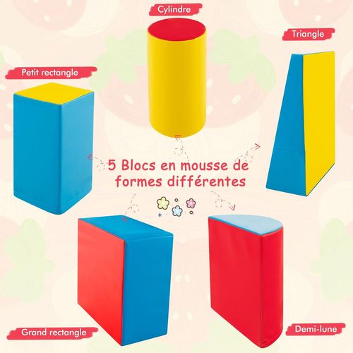 2pcs Parcours Motricité Bébé En Mousse Avec Housse Amovible En Pu, Module Motricité Bébé Jaune+vert