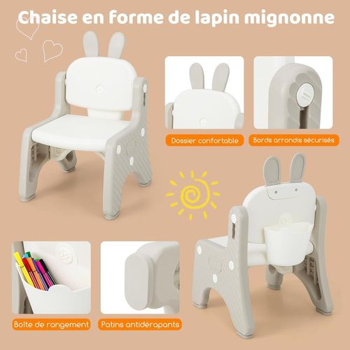 Table Enfants Avec Chaise En Forme Lapin Et 3 Hauteurs Réglable,charge 68kg Pour Enfants De 1-12 Ans