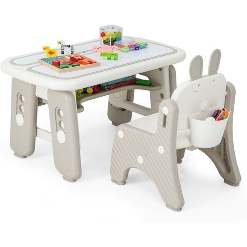 Table Enfants Avec Chaise En Forme Lapin Et 3 Hauteurs Réglable,charge 68kg Pour Enfants De 1-12 Ans