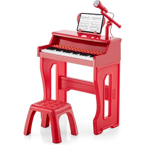 Piano Numérique à 37 Touches Enfants Avec Tabouret Et Microphone Réglable, Charge 50kg(rose)