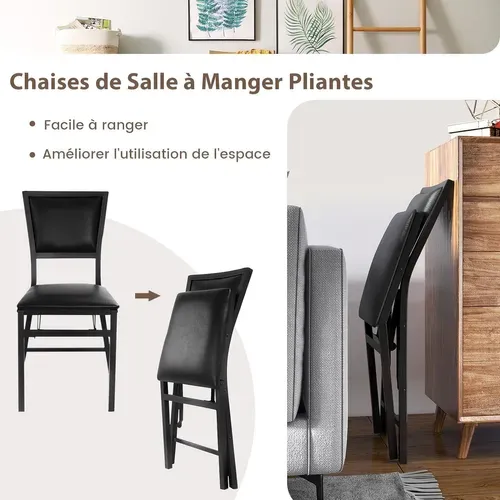 Chaises Salle à Manger Pliables,  Style Moderne, Siège Pliable, Rangement Facile