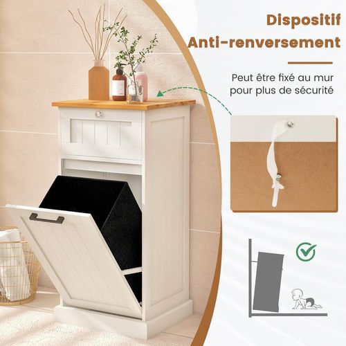Meuble Salle De Bain Avec Tiroir Et Placard 38l, Pour Cuisine, Salle De Bain, 40 X 37 X 82 Cm