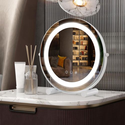 Miroir Sur Pied Maquillage 30 Cm, Fonction Mémoire, Support En Métal, Miroir Coiffeuse