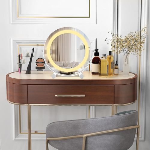 Miroir Sur Pied Maquillage 30 Cm, Fonction Mémoire, Support En Métal, Miroir Coiffeuse