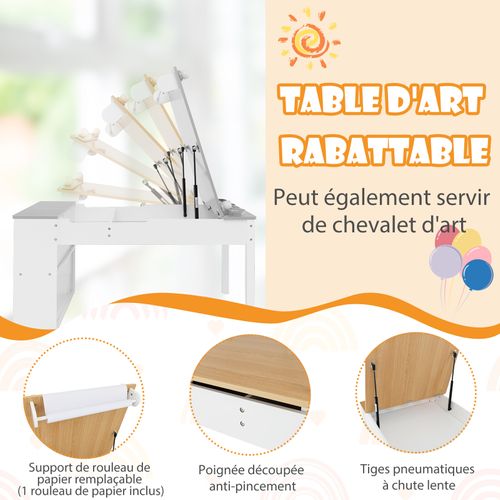 2 En 1 Table à Dessin Et 2 Chaises Enfants Avec Plateau Inclinable,table D'activité En Bois，naturel