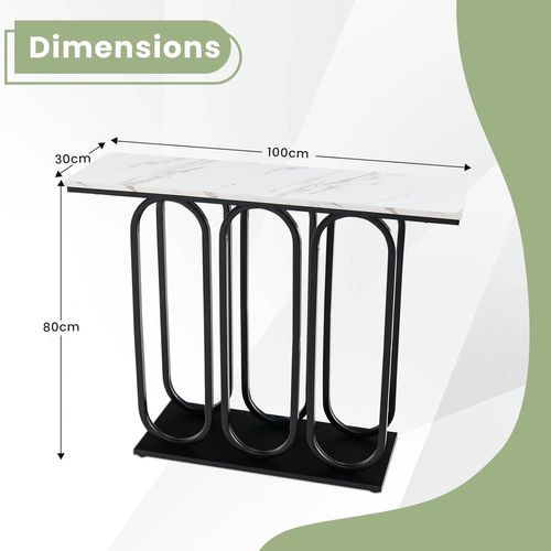 Table Console, Console Meuble Entrée En Faux Marbre, Design Ovale Moderne, 100 X 30 X 80 Cm