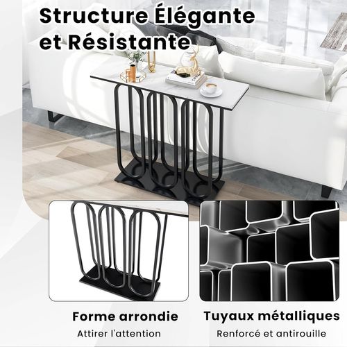 Table Console, Console Meuble Entrée En Faux Marbre, Design Ovale Moderne, 100 X 30 X 80 Cm
