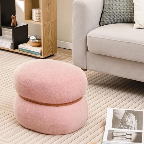 Tabouret Pour Fourrure COSTWAY Tabouret En Fausse Fourrure, Siège Rembourré Souple, Pieds En Tabouret Rectangulaire Hiver
