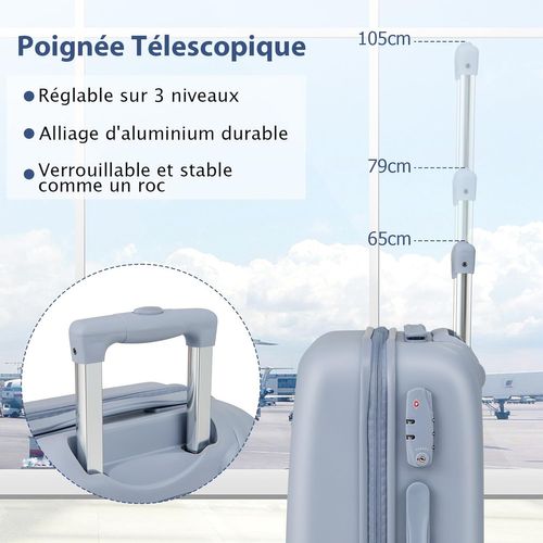 Valise Cabine Rigide 20 Pouces En Alliage D'aluminium - Compagnie Aérienne, Marque Simcat, Couleur Argent, Neuve