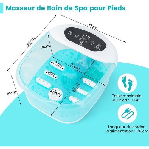Bain De Pieds Avec Massage Automatique, Massage Pieds 35-46°c , Arrêt Automatique En 1 H (bleu Lac)