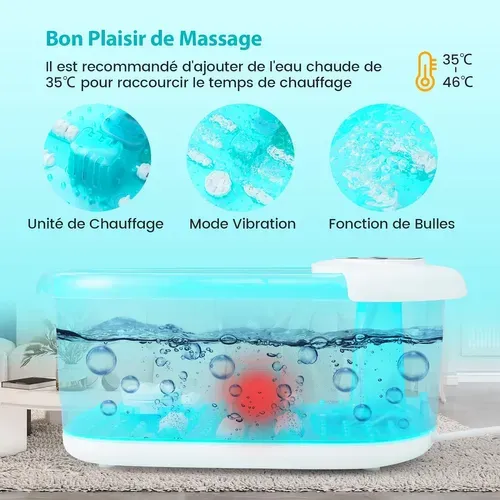 Bain De Pieds Avec Massage Automatique, Massage Pieds 35-46°c , Arrêt Automatique En 1 H (bleu Lac)