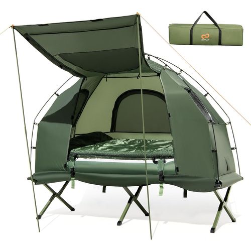Tente De Camping 5 En 1 Avec Lit Pliant Pour 1 Personne - Matelas Intégré, Neuve