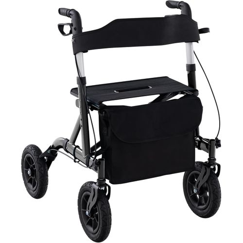 Déambulateur à Roue Pneumatique Tout Terrain De 24 Cm Réglables En Hauteur 81-93,5 Cm(noir)