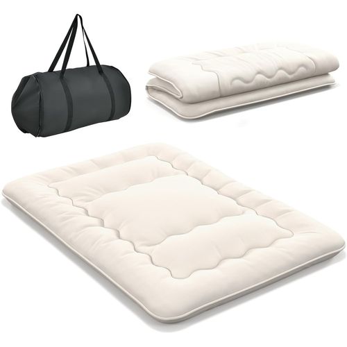 Matelas Futon Portable Pliable, Matelas Futon Japonais 90x200 Cm, Housse Lavable beige