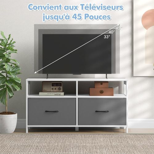 Buffet Rangement 2 Tiroirs, Meuble TV Avec 2 Grands Compartiments,salon, 100 X 30 X 53 Cm