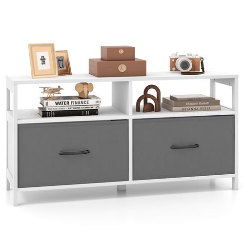 Buffet Rangement 2 Tiroirs, Meuble TV Avec 2 Grands Compartiments,salon, 100 X 30 X 53 Cm