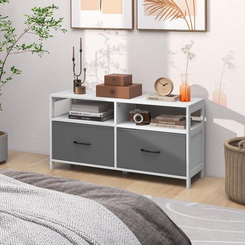 Buffet Rangement 2 Tiroirs, Meuble TV Avec 2 Grands Compartiments,salon, 100 X 30 X 53 Cm