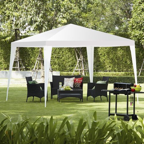 Tonnelle De Jardin Instantanée Pliable 3 X3 M, Tente Avec Piquets Cordes à Vent, Blanc