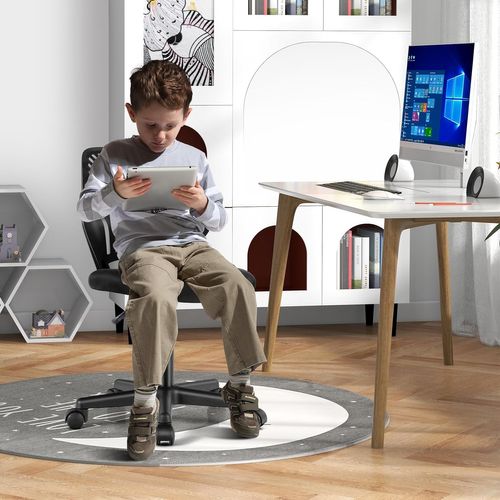 Chaise De Bureau Pivotante Enfants Avec Hauteur Réglable 77-89cm, Siège à Roulettes (noir)