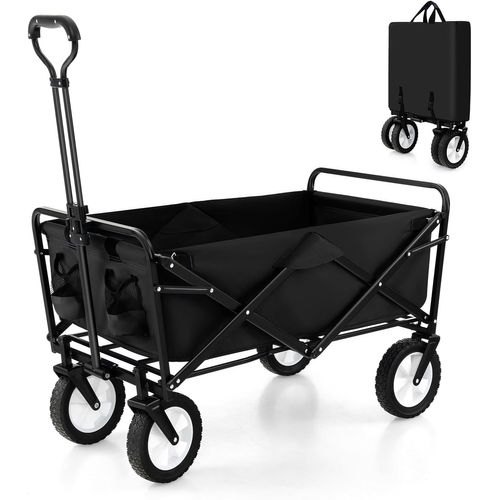Costway chariot de plage pliable, 2 niveaux de rangement, 5 roues pivotantes, poignée télescopique métal (noir Costway chariot de plage pliable, 2 niveaux de rangement, 5 roues pivotantes, poignée télescopique métal (noir