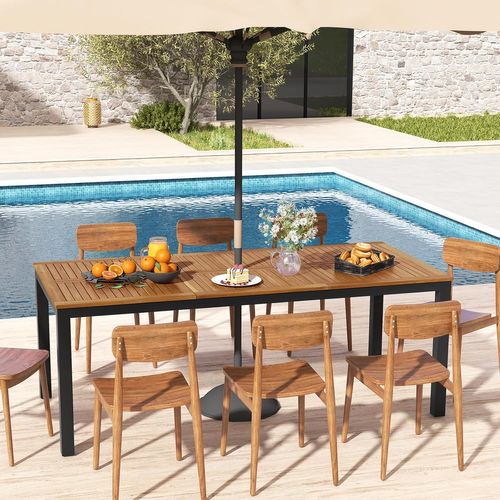 Table De Jardin 200 Cm Pour 8 Personnes, Table Exterieur En Bois D’acacia, Table à Manger