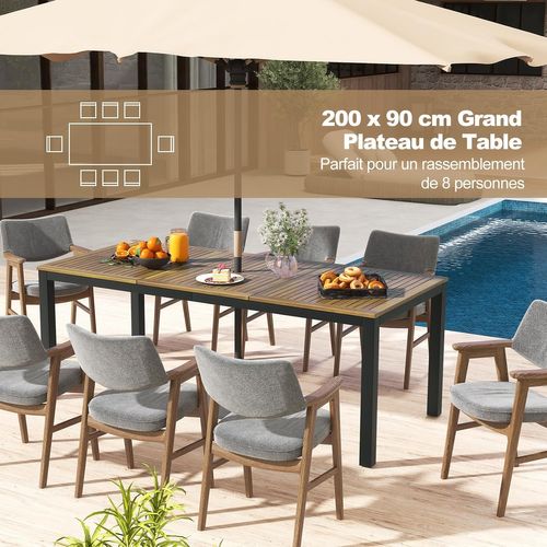 Table De Jardin 200 Cm Pour 8 Personnes, Table Exterieur En Bois D’acacia, Table à Manger