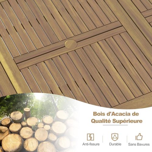 Table De Jardin 200 Cm Pour 8 Personnes, Table Exterieur En Bois D’acacia, Table à Manger