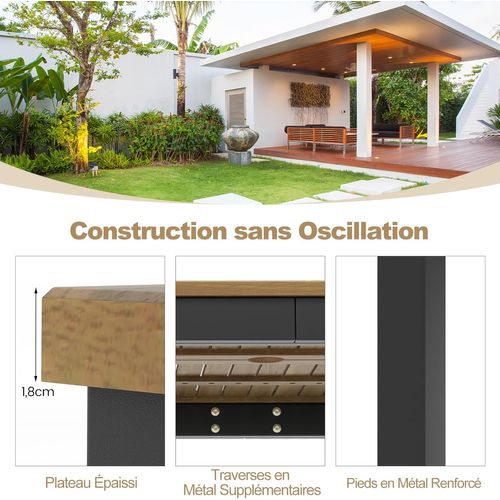 Table De Jardin 200 Cm Pour 8 Personnes, Table Exterieur En Bois D’acacia, Table à Manger