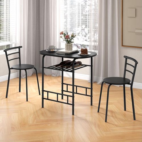 Table De Cuisine Avec Chaise Pour 2 Personnes,table Cuisine Petit Espace Avec Porte-bouteilles,noir
