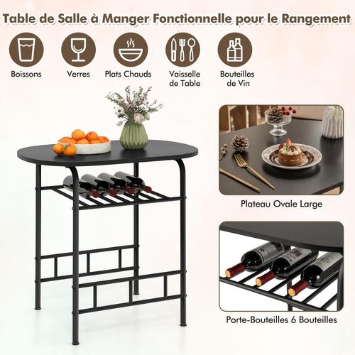 Table De Cuisine Avec Chaise Pour 2 Personnes,table Cuisine Petit Espace Avec Porte-bouteilles,noir