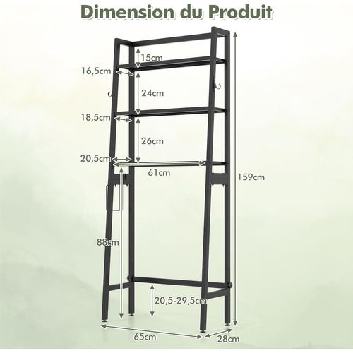 Armoire WC GOPLUS- Rangement Au-Dessus des Toilettes - avec Porte en Rotin PE et Étagère Réglable - Naturel - Maison