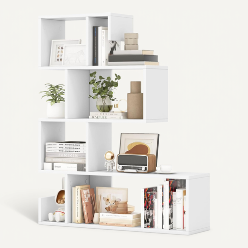 Bibliothèque À 5 Niveaux. Étagère De Rangement Avec Pieds En Bois Massif Blanc 60x95x30 Cm