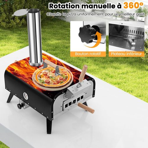 Four à Pizza Extérieur Portable En Acier Inoxydable Avec Pierre à Pizza Et Sac De Transport