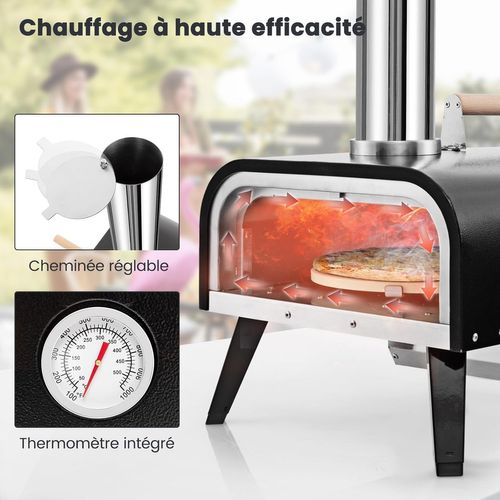 Four à Pizza Extérieur Portable En Acier Inoxydable Avec Pierre à Pizza Et Sac De Transport