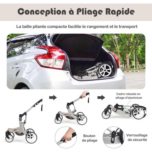 Poussette Canne Légère Et Pliable à Une Main - Pour Bébé 0-3 Ans (15 Kg) - Auvent Avec Moustiquaire - Roues Antidérapantes - Kaki - 5