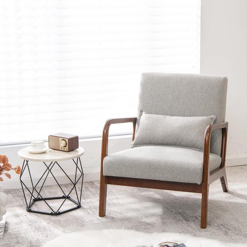 Fauteuil De Salon 1 Place, Fauteuil Relax Rembourré Avec Coussin Lombaire, Charge 150 Kg(gris)