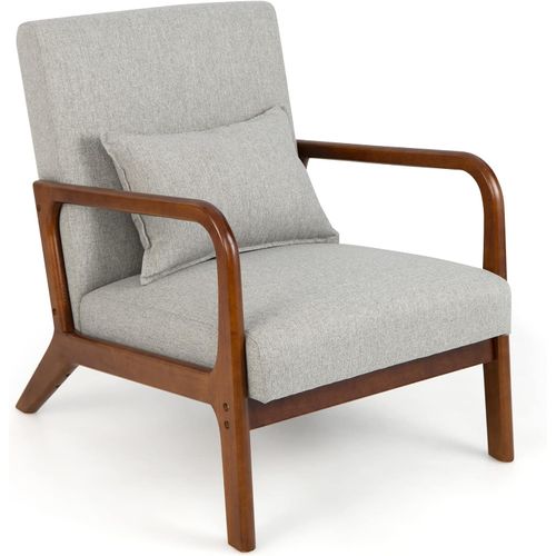 Fauteuil De Salon 1 Place, Fauteuil Relax Rembourré Avec Coussin Lombaire, Charge 150 Kg(gris)