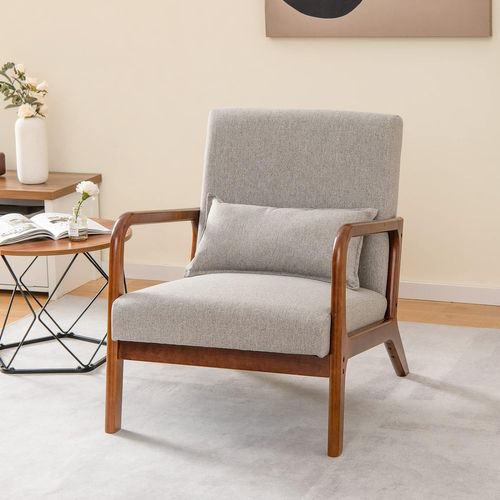 Fauteuil De Salon 1 Place, Fauteuil Relax Rembourré Avec Coussin Lombaire, Charge 150 Kg(gris)