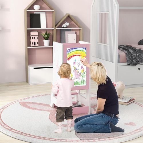 Tour D’apprentissage Enfant Réglable 30/40/50 Cm - Escabeau Sécurité Avec Garde-corps, âge 18-60 Mois