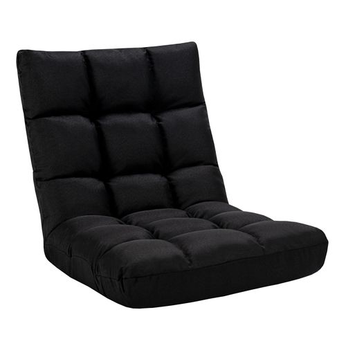 Chaise De Sol Méditation Réglable 14 Positions - Cadre Acier, Housse Coton/lin Lavable - Pliable, Max 120 Kg, Gris