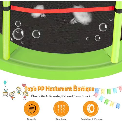 Trampoline Junior 140 Cm Avec Filet De Sécurité - Pour Enfants 3-6 Ans, Rose, Certifié CE - 2