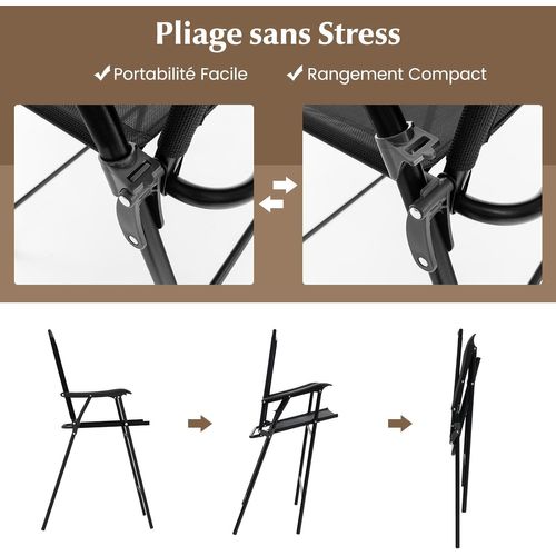 Ensemble Bistrot Pour Patio 3 Pièces, Table Et Chaises Pliantes De Bar De Jardin