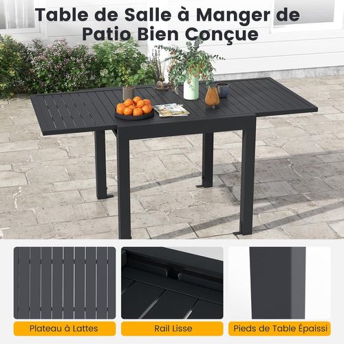 Table De Jardin Extensible En Aluminium Ajustable De 80 à 160 Cm, Table à Manger,gris Foncé