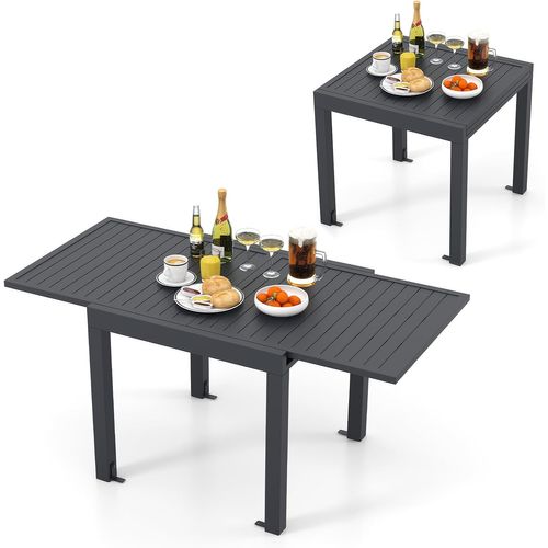 Table De Jardin Extensible En Aluminium Ajustable De 80 à 160 Cm, Table à Manger,gris Foncé