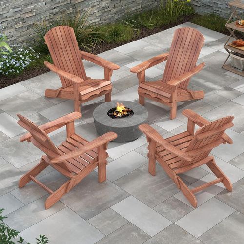 Lot De 2 Chaise De Jardin Adirondack En Bois, Fuateuil De Jardin à Lattes Pliable, Charge 160 Kg