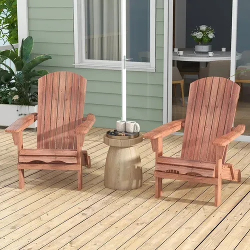 Lot De 2 Chaise De Jardin Adirondack En Bois, Fuateuil De Jardin à Lattes Pliable, Charge 160 Kg