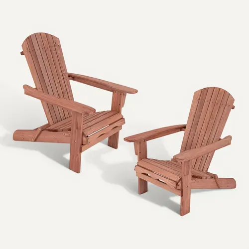 Lot De 2 Chaise De Jardin Adirondack En Bois, Fuateuil De Jardin à Lattes Pliable, Charge 160 Kg
