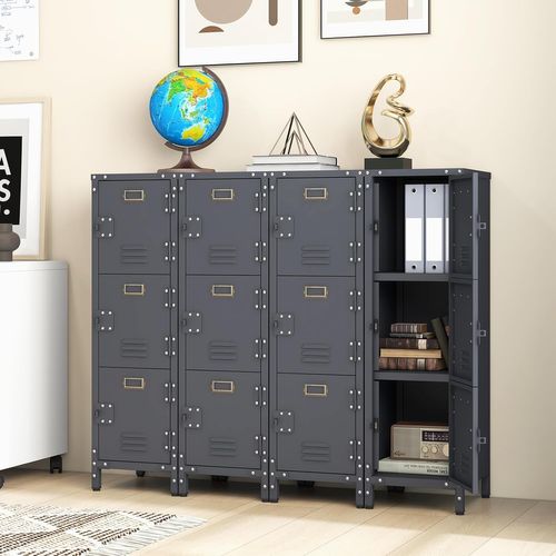 Armoire à Casiers, Armoire Metallique Rangement Modulaire, Porte Avec Loquet, Support D'étiquette