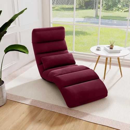 Fauteuil Relax Salon En Faux Daim Pliable, Réglable Sur 5 Positions (rouge Bordeaux)